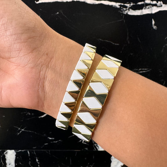 PULSERA BLANCO CON DORADO