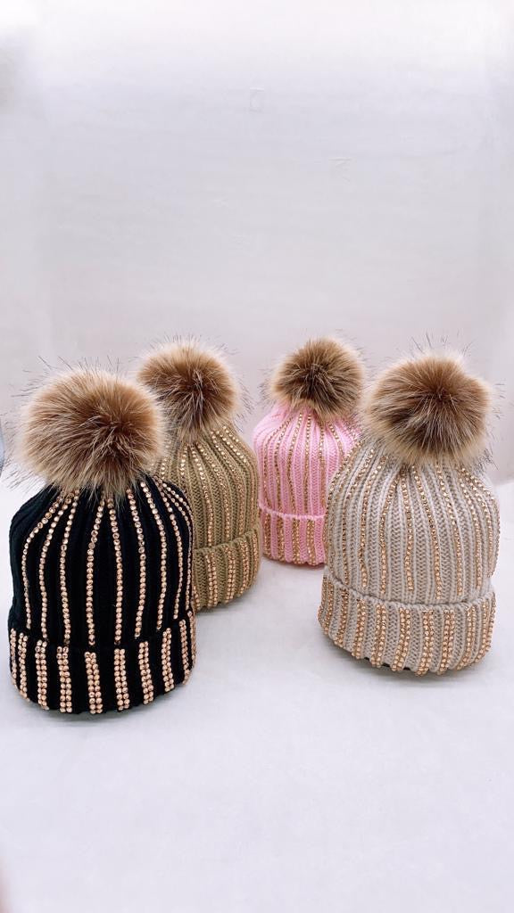 GORRO INVIERNO CRISTAL DORADO