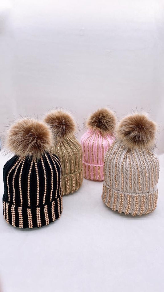 GORRO INVIERNO CRISTAL DORADO